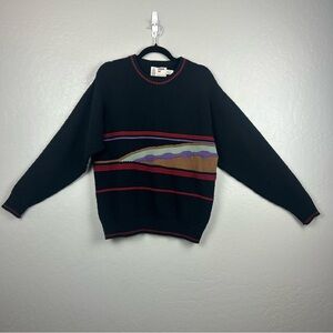 London Fog vintage black and red crewneck wool blend sweater unisex size medium